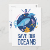 Red onze Oceanen Earth Day Briefkaart (Voorkant / Achterkant)