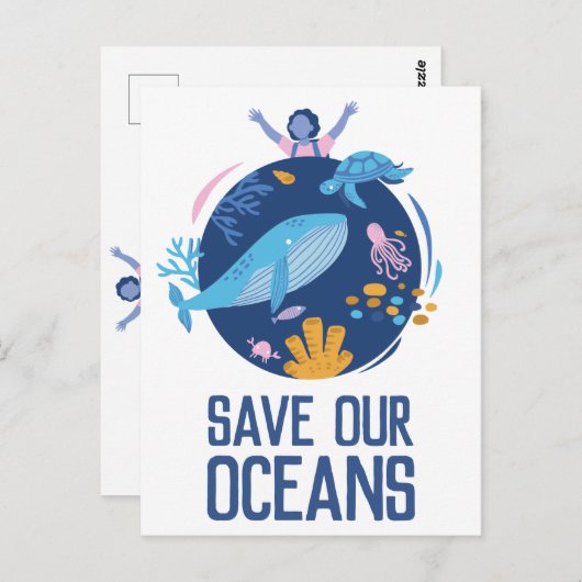 Red onze Oceanen Earth Day Briefkaart (Voorkant / Achterkant)