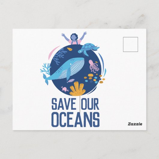 Red onze Oceanen Earth Day Briefkaart (Achterkant)