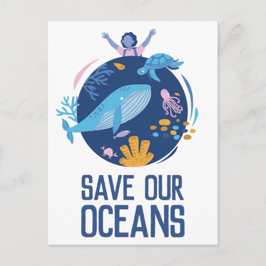 Red onze Oceanen Earth Day Briefkaart (Voorkant)