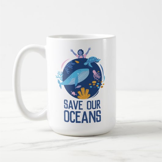 Red onze Oceanen Earth Day Koffiemok (Links)