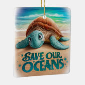 Red onze oceanen en bescherming van de zee keramisch ornament (Rechts)