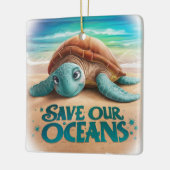 Red onze oceanen en bescherming van de zee keramisch ornament (Links)