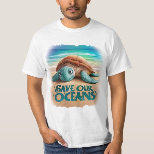Red onze oceanen en bescherming van de zee t-shirt (Voorkant)