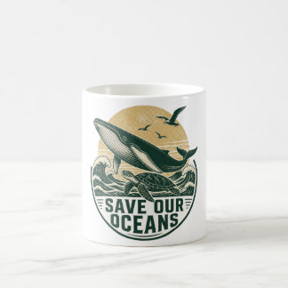 Red onze oceanen milieubescherming koffiemok
