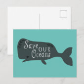 Red onze oceanen milieuwalvisblauw briefkaart (Voorkant / Achterkant)