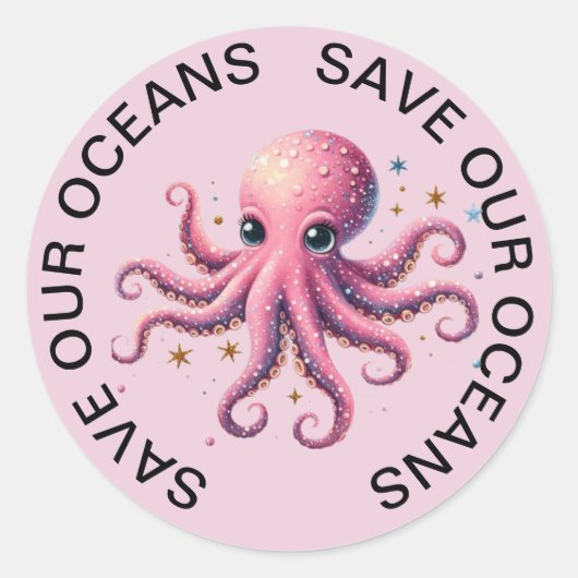 Red onze oceanen Octopus Stickers (Voorkant)
