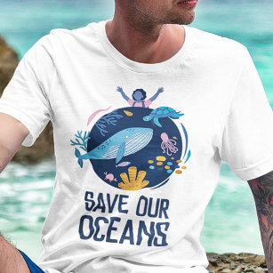 Red onze oceanen op Aarde Dag T-shirt