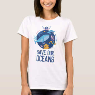 Red onze oceanen op Aarde Dag T-shirt