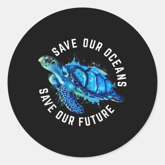 Red onze oceanen op de Dag van de Aarde Pro Milieu Ronde Sticker (Voorkant)
