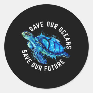 Red onze oceanen op de Dag van de Aarde Pro Milieu Ronde Sticker