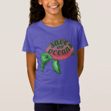 Red onze Oceanen Paarse Zee Turtle T-Shirt