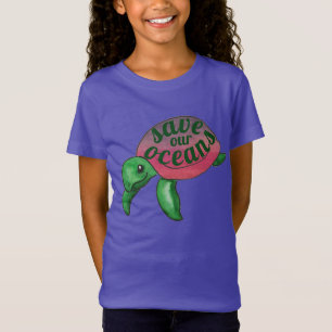 Red onze Oceanen Paarse Zee Turtle T-Shirt