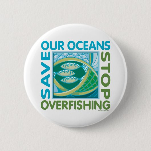 Red onze oceanen - Stop overbevissing Ronde Button 5,7 Cm (Voorkant)