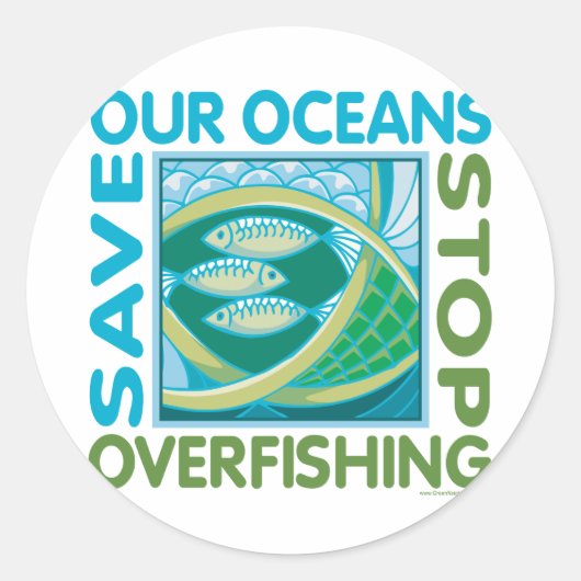 Red onze oceanen - Stop overbevissing Ronde Sticker (Voorkant)