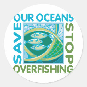 Red onze oceanen - Stop overbevissing Ronde Sticker