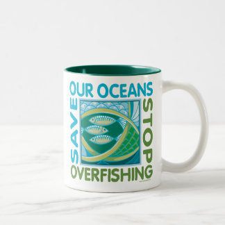 Red onze oceanen - Stop overbevissing Tweekleurige Koffiemok