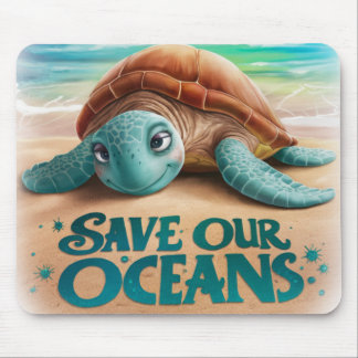Red onze oceanen Vriendelijke zeeschildpad Muismat