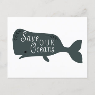 Red onze oceanen witte vis briefkaart