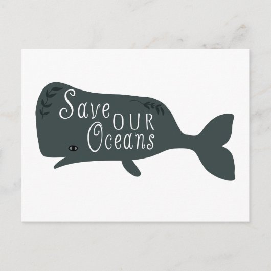 Red onze oceanen witte vis briefkaart (Voorkant)