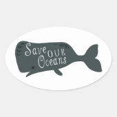 Red onze oceanen witte vis ovale sticker (Voorkant)