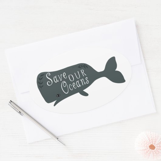 Red onze oceanen witte vis ovale sticker (Envelop)