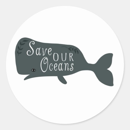 Red onze oceanen witte vis ronde sticker (Voorkant)
