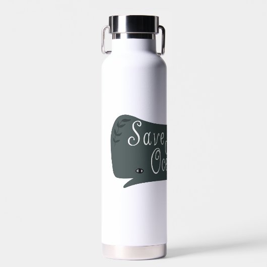 Red onze oceanen witte vis waterfles (Voorkant)