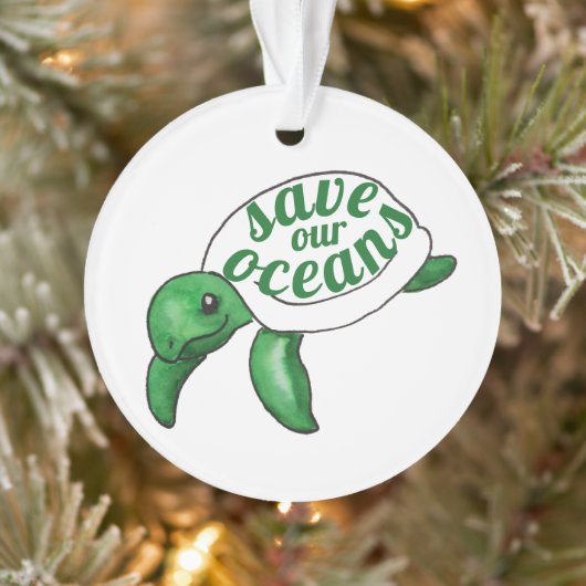 Red onze Oceans Cute Turtle Ornament (Boom)