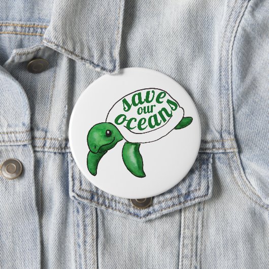 Red onze Oceans Cute Turtle Ronde Button 4,0 Cm (In situ)
