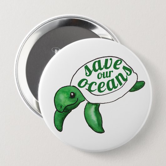 Red onze Oceans Cute Turtle Ronde Button 4,0 Cm (Voorkant /achterkant)