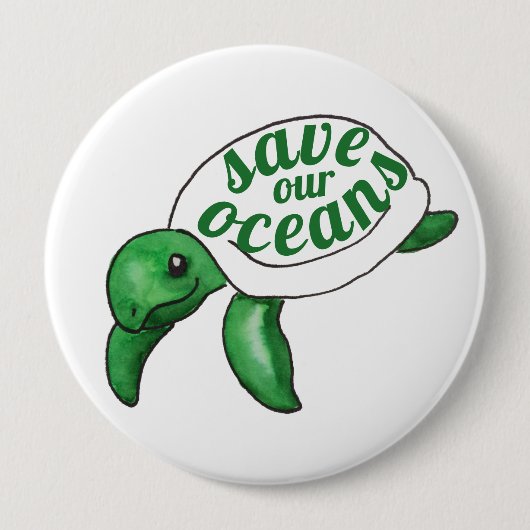 Red onze Oceans Cute Turtle Ronde Button 4,0 Cm (Voorkant)