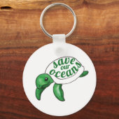 Red onze Oceans Cute Turtle Sleutelhanger (Voorkant)