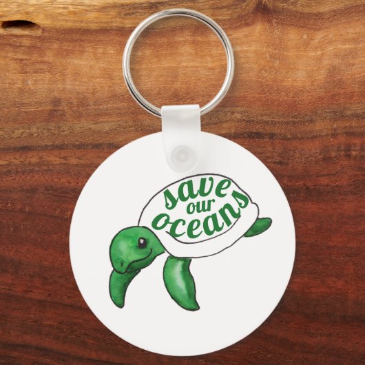 Red onze Oceans Cute Turtle Sleutelhanger (Voorkant)