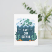 Red onze oceans Earth Day  Briefkaart (Staand voorkant)