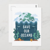 Red onze oceans Earth Day  Briefkaart (Voorkant / Achterkant)