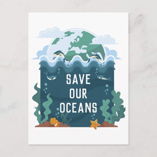Red onze oceans Earth Day  Briefkaart (Voorkant)