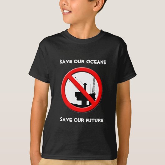 Red onze Oceans Oil Spill Kinder Black T-shirt (Voorkant)