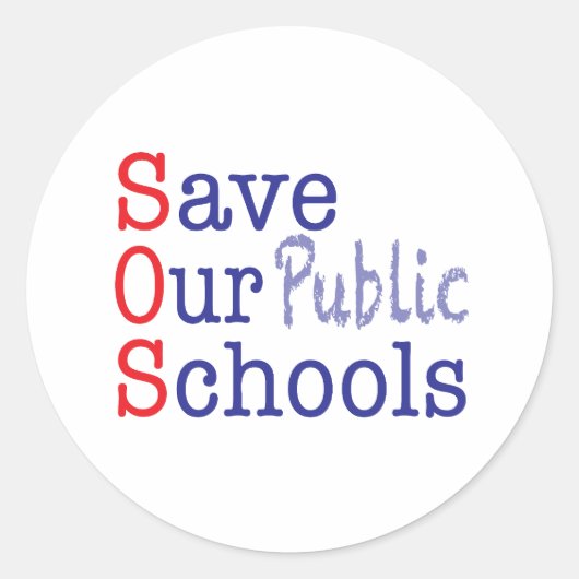 Red onze openbare scholen SOS Ronde Sticker (Voorkant)