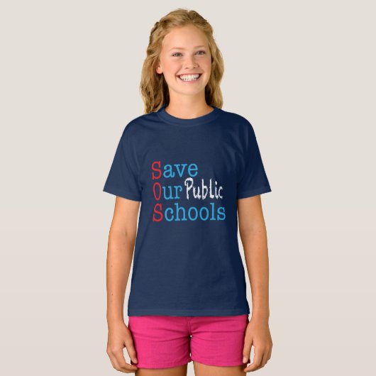 Red onze openbare scholen SOS T-shirt (Voorkant volledig)