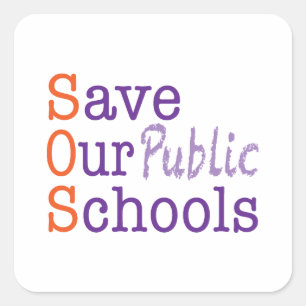 Red onze openbare scholen vierkante sticker