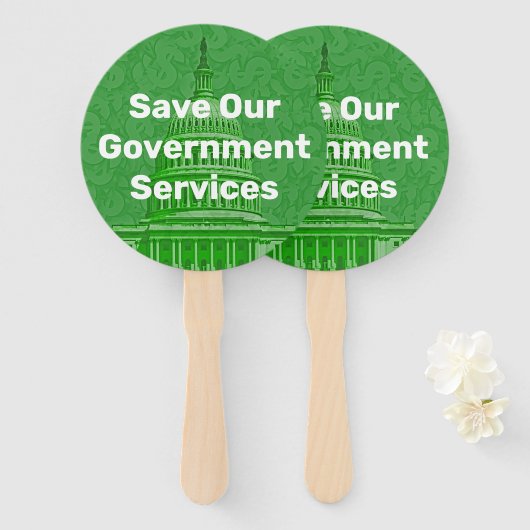 Red onze overheidsdiensten handwaaier (Voorkant en achterkant)