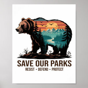 Red onze parken milieuvriendelijke wandelaar natuu poster
