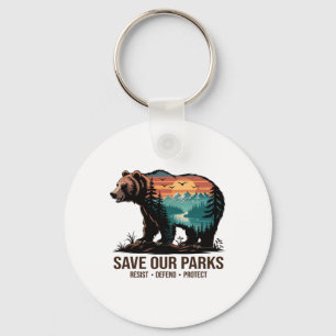 Red onze parken milieuvriendelijke wandelaar natuu sleutelhanger