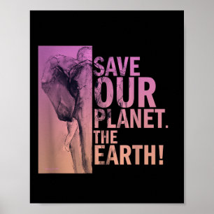 Red onze planeet De Aarde Olifant Milieu P Poster