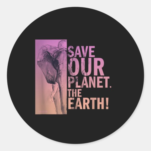 Red onze planeet De Aarde Olifant Milieu P Ronde Sticker (Voorkant)