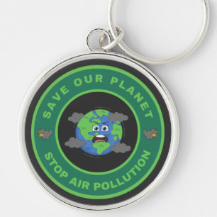 Red onze planeet de luchtvervuiling sleutelhanger
