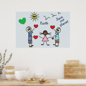 Red onze planeet Earth Cute Love Peace Message Poster (Keuken)