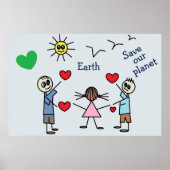 Red onze planeet Earth Cute Love Peace Message Poster (Voorkant)