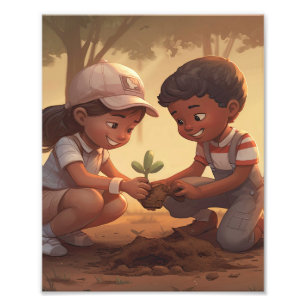 Red onze planeet foto afdruk